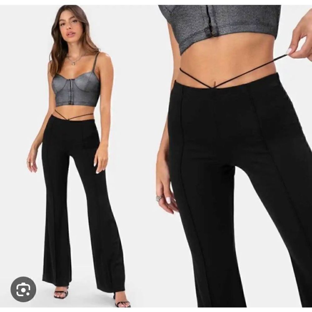 Adika women’s black Bono flared waist, detailed pants size ￼ small